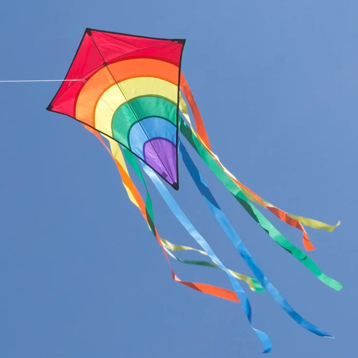 CIM Kinder-Drachen - Rainbow Eddy RED - Einleiner-Flugdrachen für Kinder ab 3 Jahren - 65x74cm - inkl. 80m Drachenschnur und 8x105cm Streifenschwänze - Preisvergleich – Bild 2