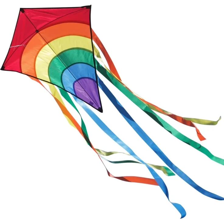 CIM Kinder-Drachen - Rainbow Eddy RED - Einleiner-Flugdrachen für Kinder ab 3 Jahren - 65x74cm - inkl. 80m Drachenschnur und 8x105cm Streifenschwänze - Preisvergleich – Bild 1