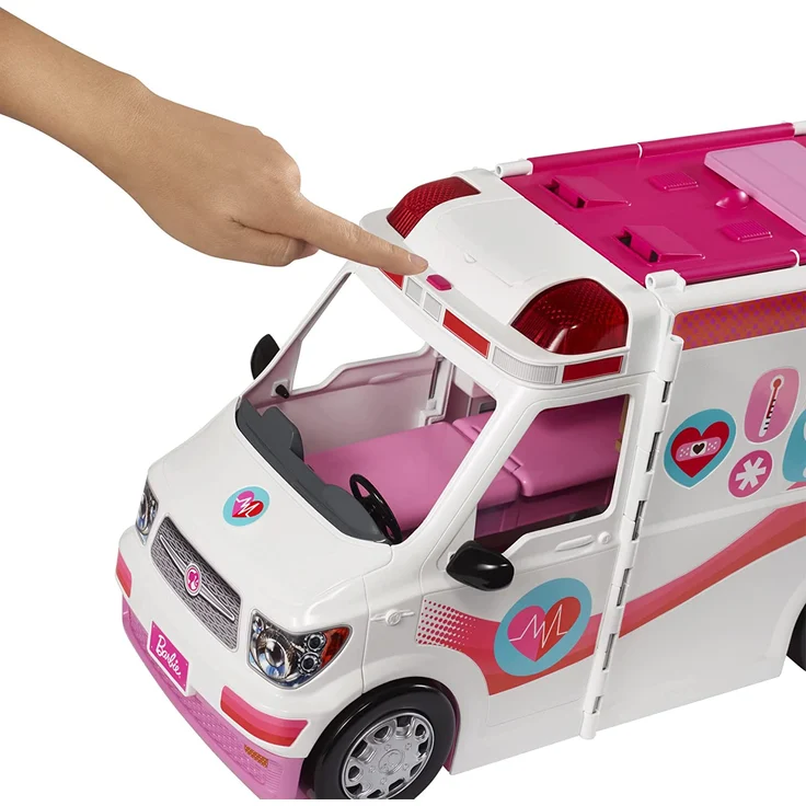 Barbie FRM19 - 2-in-1 Krankenwagen, aufklappbares Fahrzeug mit Licht und Geräuschen, Puppen Spielset mit Zubehör, Mädchen Spielzeug ab 3 Jahren, Mehrfarbig, Norme – Bild 3