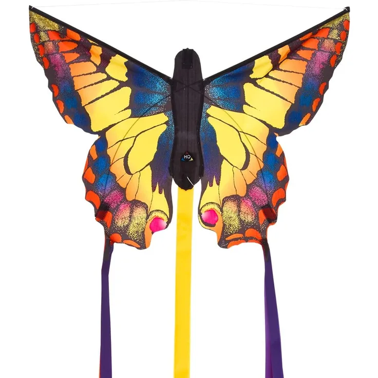 HQ Windspiration - Butterfly Kite Swallowtail "R" Kinderdrachen Einleiner, ab 5 Jahren, inkl. 10kp Polyesterschnur 25m auf Griff, 2-4 Beaufort 61 x 10.2 x 5.1 cm