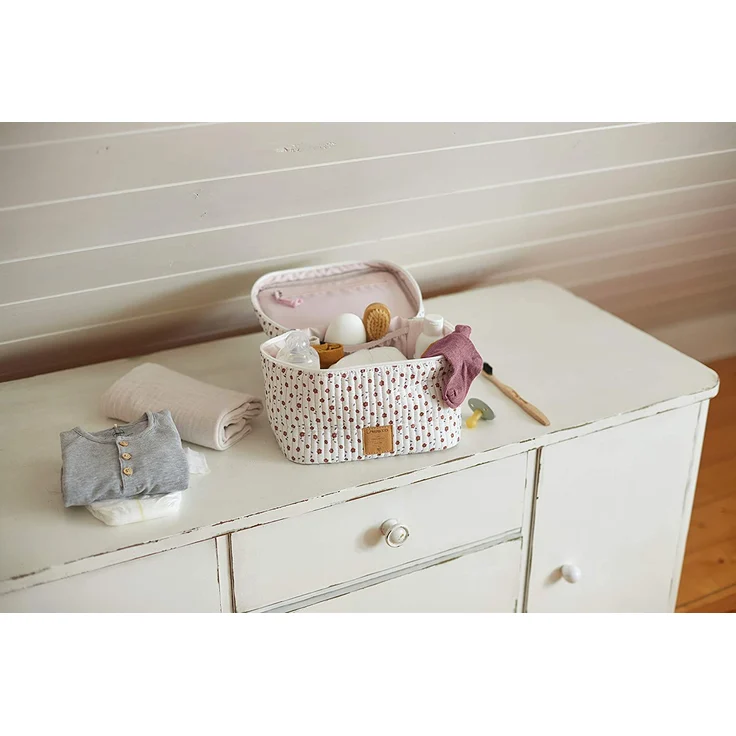 LÄSSIG Baby Wickeltisch Organizer Windel-Organizer to Go/Casual Nursery Caddy To Go Flowers white – Bild 6