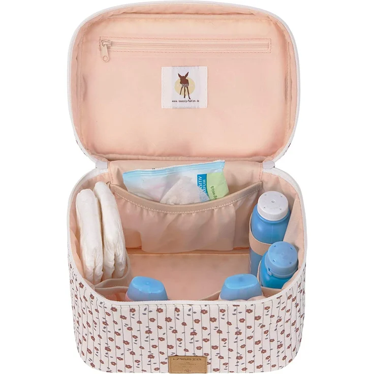 LÄSSIG Baby Wickeltisch Organizer Windel-Organizer to Go/Casual Nursery Caddy To Go Flowers white – Bild 2