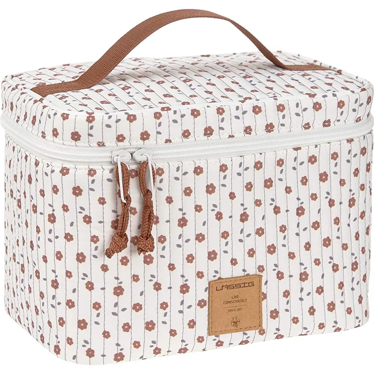 LÄSSIG Baby Wickeltisch Organizer Windel-Organizer to Go/Casual Nursery Caddy To Go Flowers white