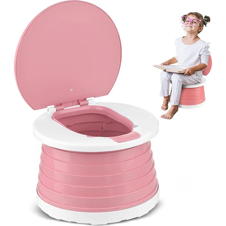 Töpfchen Für Kinder Baby Toilettensitz Ab 1 Jahr Reisetöpfchen Faltbar Für Unterwegs Baby Töpfchen Training Für Jungen Mädchen Windelfrei Töpfchen Auto Klapptöpfchen Kinder mit 15 Reisen Potty Liners – Bild 1
