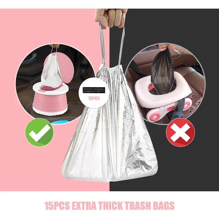 Töpfchen Für Kinder Baby Toilettensitz Ab 1 Jahr Reisetöpfchen Faltbar Für Unterwegs Baby Töpfchen Training Für Jungen Mädchen Windelfrei Töpfchen Auto Klapptöpfchen Kinder mit 15 Reisen Potty Liners – Bild 2