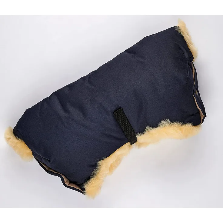 Naturasan Lammfell Handwärmer, warmer Kinderwagen Handmuff mit Lammfell Innenfutter, Muff, Kiwa, Buggy, Jogger, Radanhänger, HW-03-Bambini (Navy)