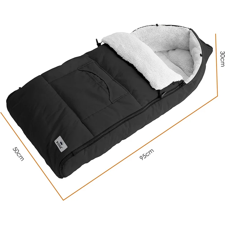 KIDIZ® Babyfußsack Baby Fußsack Winterfußsack Babyschale mit Reißverschluss Kuschelsack Babydecke Kinderwagen waschbar verschließbarer Kopfteil ,Tasche, passend für alle Kinderwagen Schwarz - Preisvergleich – Bild 8