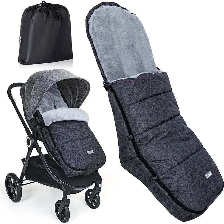 Orzbow Winterfußsack für Kinderwagen Buggy,Babyfußsack für Babyschale,Baby Fußsack Schlafsack, mit Reißverschluss Waschbar Verschließbarer passend für alle Kinderwagen (Dunkelgrau)
