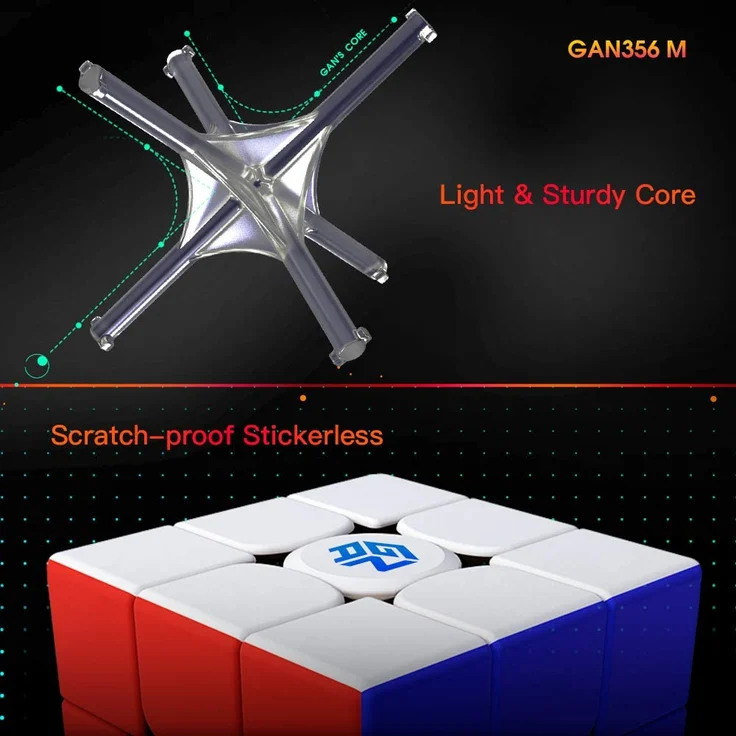 GAN 356 M, 3x3 Magnetischer Speedcube stickerlos 356 M Zauberwürfel (Lite-Version 2020) – Bild 5