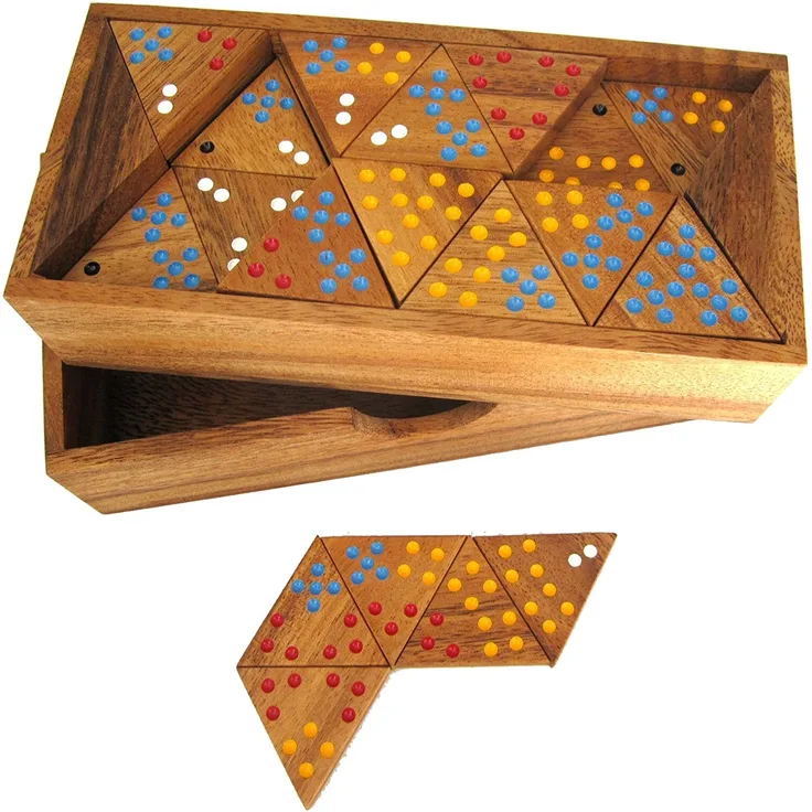 Tridomino mit Punkten für 2 bis 6 Spieler - mit 56 Spielsteinen im Holzkasten - Preisvergleich