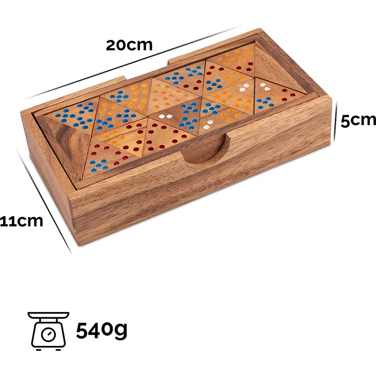 Tridomino mit Punkten für 2 bis 6 Spieler - mit 56 Spielsteinen im Holzkasten - Preisvergleich – Bild 4