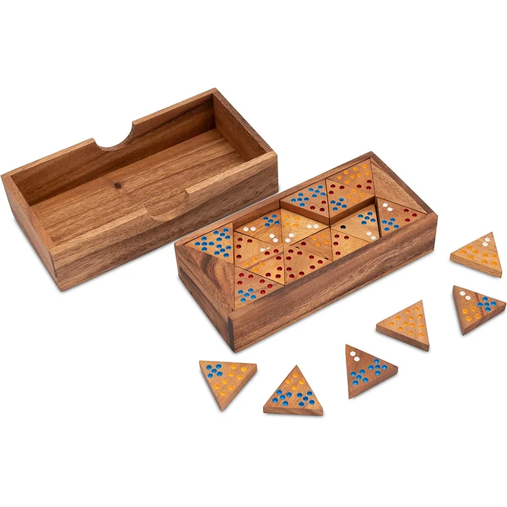 Tridomino mit Punkten für 2 bis 6 Spieler - mit 56 Spielsteinen im Holzkasten - Preisvergleich – Bild 5