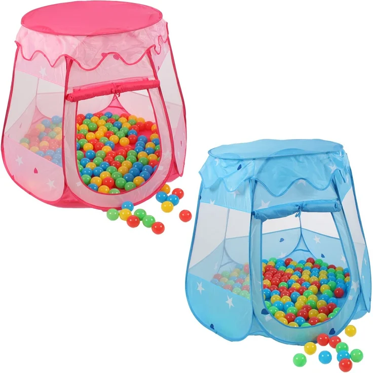 KIDUKU® Kinderspielzelt + 100 Bälle + Tasche Spielhaus Bällebad Schloss für drinnen und draußen (Blau) - Preisvergleich – Bild 1