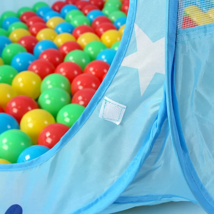 KIDUKU® Kinderspielzelt + 100 Bälle + Tasche Spielhaus Bällebad Schloss für drinnen und draußen (Blau) - Preisvergleich – Bild 6