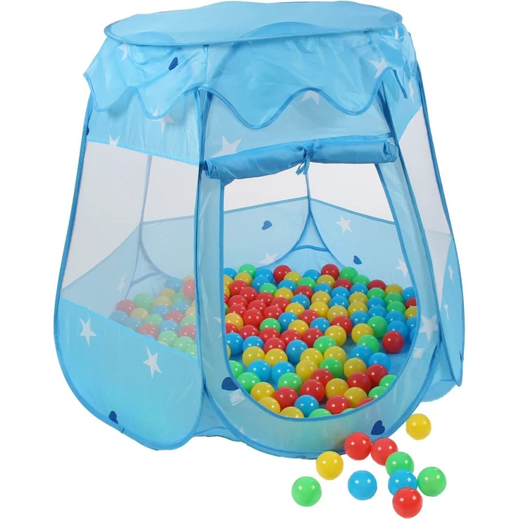 KIDUKU® Kinderspielzelt + 100 Bälle + Tasche Spielhaus Bällebad Schloss für drinnen und draußen (Blau) - Preisvergleich – Bild 2