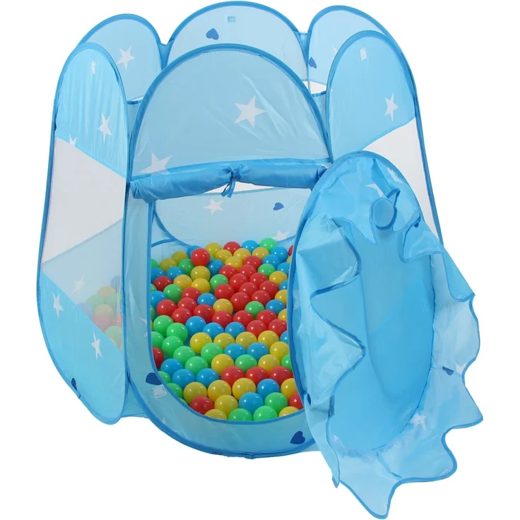KIDUKU® Kinderspielzelt + 100 Bälle + Tasche Spielhaus Bällebad Schloss für drinnen und draußen (Blau) - Preisvergleich – Bild 4