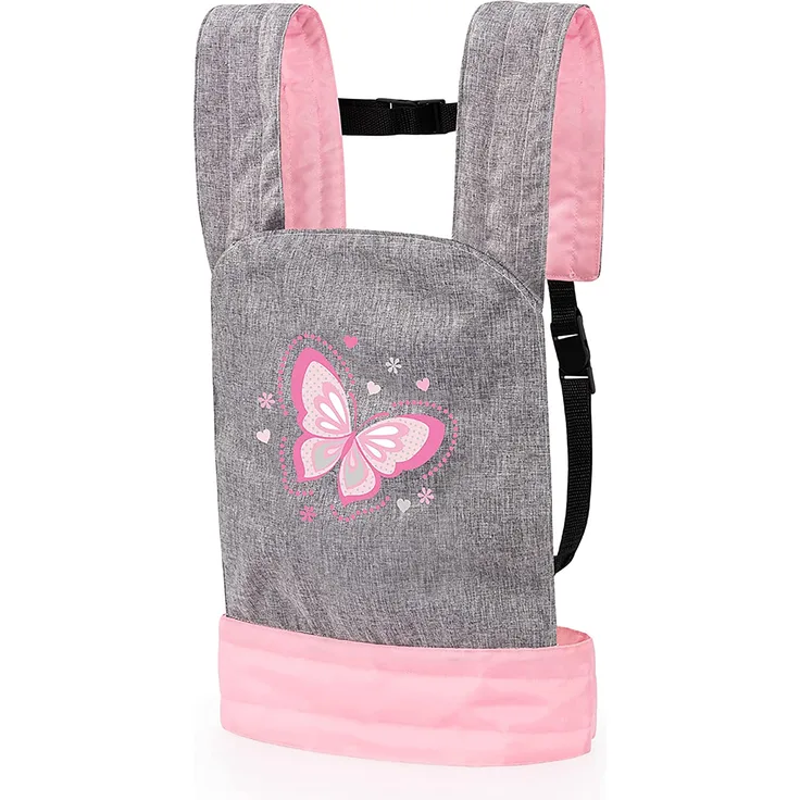 Bayer Design 62233AA Puppentrage EasyCarry, gepolstert, verstellbare Riemen, grau, rosa, Schmetterling