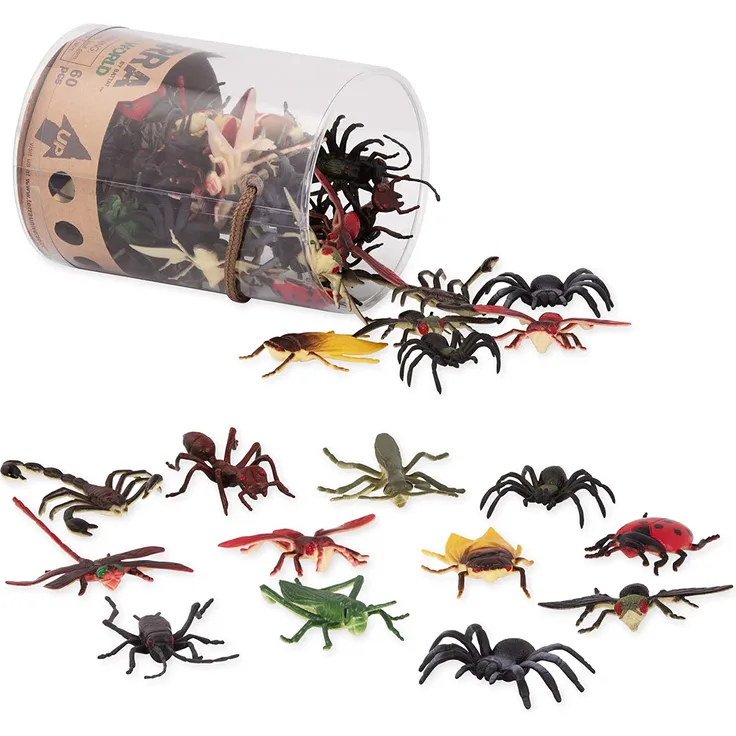Terra 60-teilig Tierfiguren Sammlung Insekten und Spinnen Spielzeug Set – Tarantel, Heuschrecke, Skorpion, Libelle und mehr – Spielzeug ab 3 Jahren