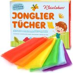Kleintober Premium Jongliertücher I Bunte Chiffontücher I mit Anleitung für 5 Spiele I Tanztücher I Tücher Spiel für Indoor & Outdoor I Sensorik Spielzeug I Spieltücher I