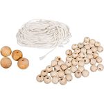 Rayher 42007000 Bastelpackung: Holzperlen und Garn f. Makramee, natur