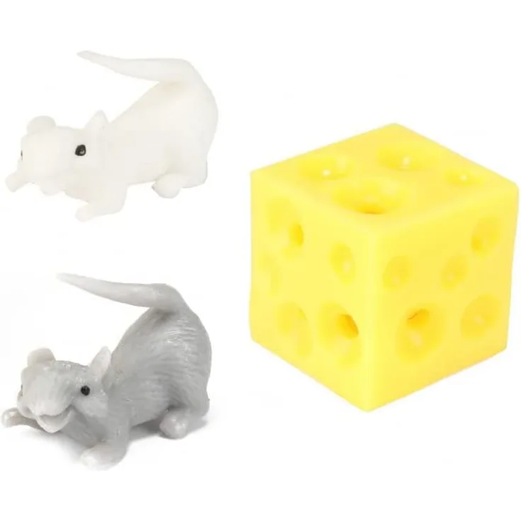 Toi-Toys hüpfball Stuiterkaas 2 Mäuse Gummi gelb 3-teilig