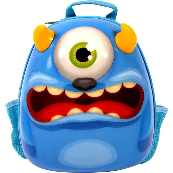 Bayer Chic 2000 Bouncie mit 3D-Monster-Motiv, geeignet für den Kindergarten, groß Kinder-Rucksack, 35 cm, Blau