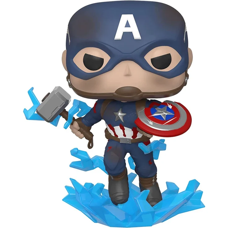 Funko 45137 POP Marvel: Endgame- Captain America w/BrokenShield & Mjolnir Capt A w/BrokenShield&Mjolnir Collectible Toy, Multicolour – Bild 3