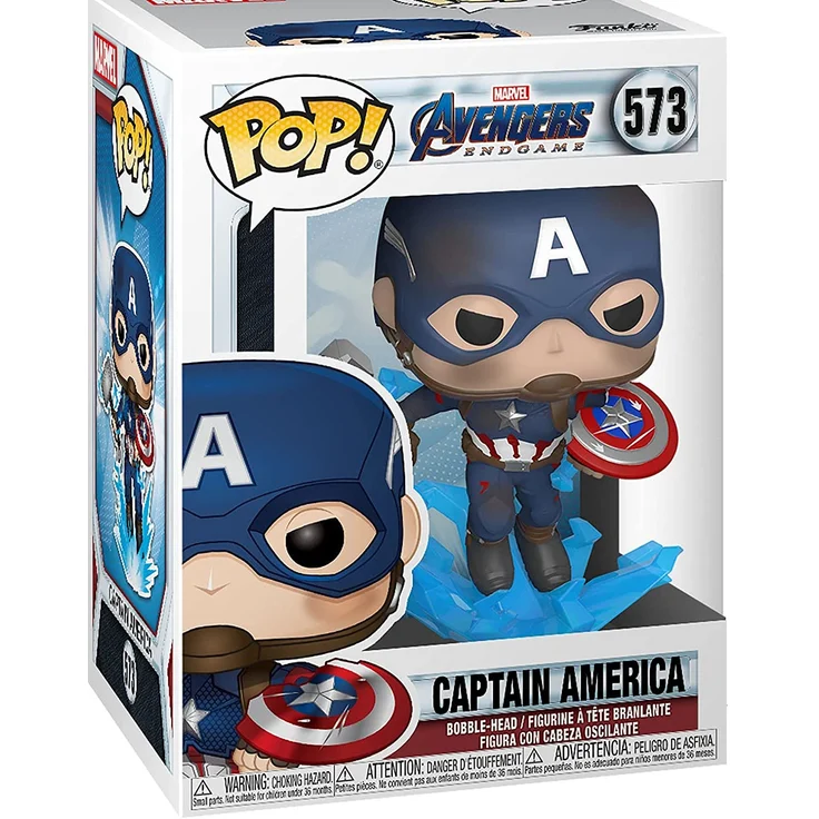 Funko 45137 POP Marvel: Endgame- Captain America w/BrokenShield & Mjolnir Capt A w/BrokenShield&Mjolnir Collectible Toy, Multicolour – Bild 4