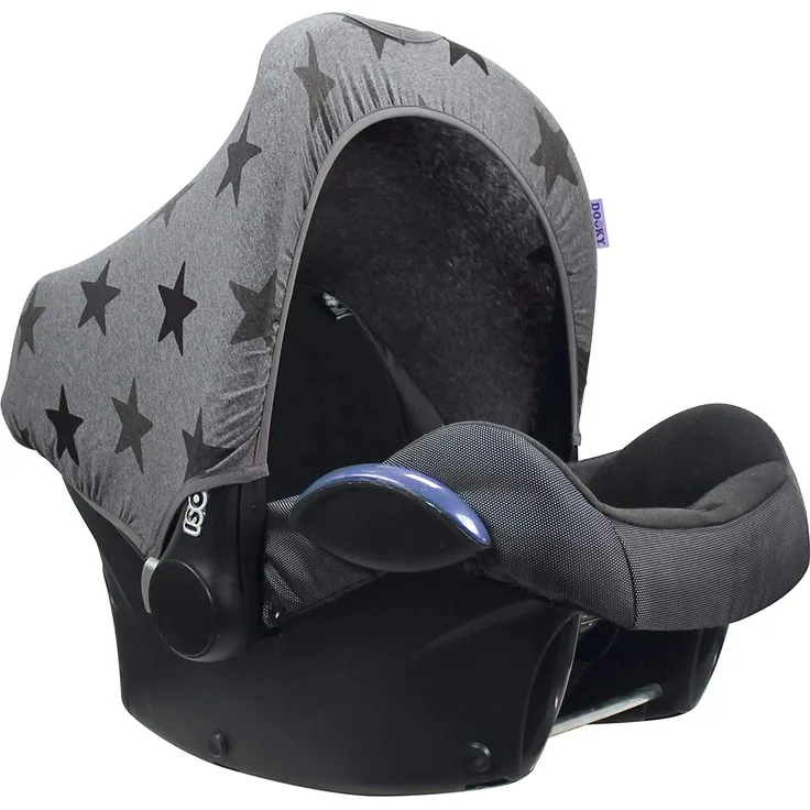 Sonnenverdeck für Babyschalen / UPF 50+ / Graue Sterne