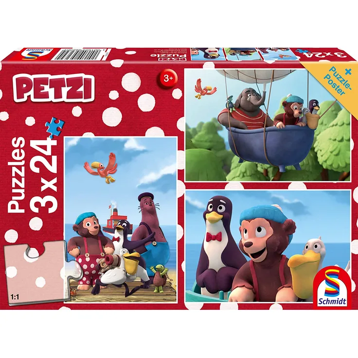 Schmidt Puzzle 3 x 24 Teile Petzi Beste Freunde