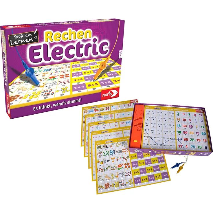 Noris 606013721 Rechen Electric, Der Lernspiel-Klassiker, was passt zusammen, Es blinkt, wenn's stimmt, ab 6 Jahren