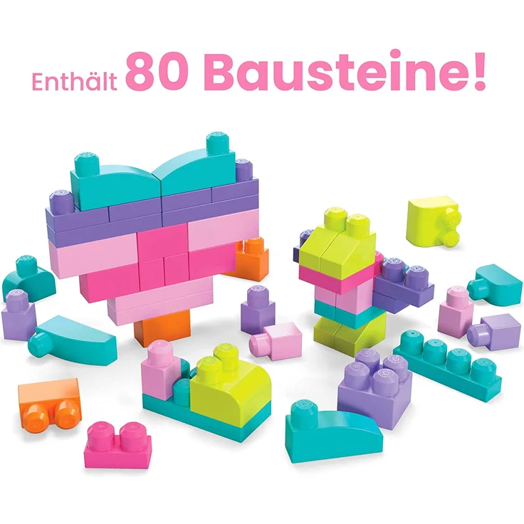 MEGA Bloks DCH62 - Bausteinebeutel, groß 80 Teile, pink, Spielzeug ab 1 Jahr – Bild 4