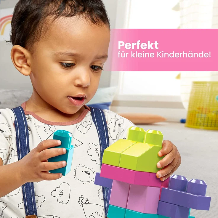 MEGA Bloks DCH62 - Bausteinebeutel, groß 80 Teile, pink, Spielzeug ab 1 Jahr – Bild 3