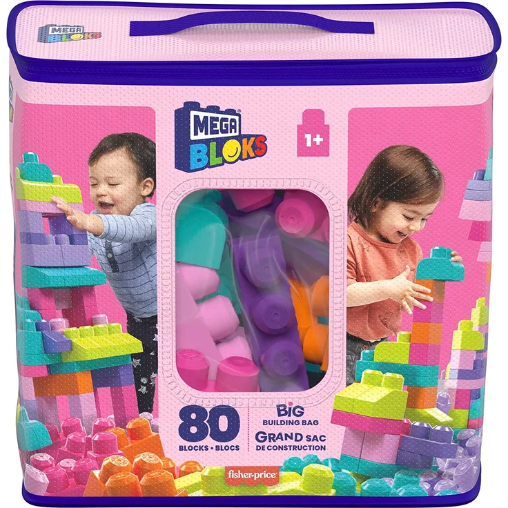 MEGA Bloks DCH62 - Bausteinebeutel, groß 80 Teile, pink, Spielzeug ab 1 Jahr – Bild 7