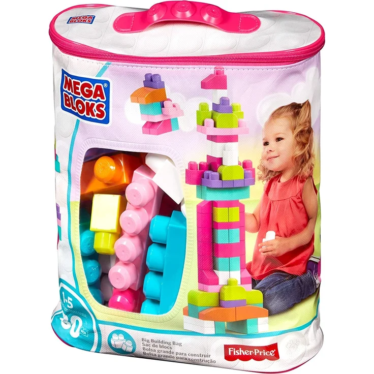 MEGA Bloks DCH62 - Bausteinebeutel, groß 80 Teile, pink, Spielzeug ab 1 Jahr – Bild 12