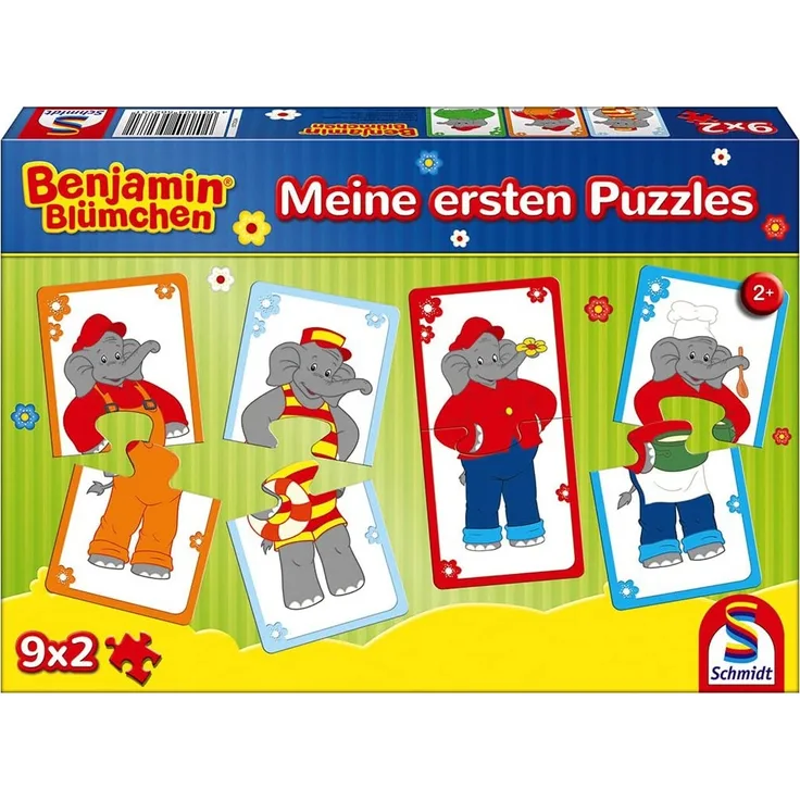 Schmidt Spiele Puzzle 56273 Benjamin Blümchen, Meine ersten Puzzles, 9x2 Teile