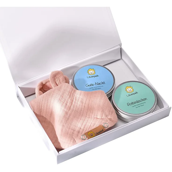 Löwenkind Geschenkset für Babys und Kleinkinder mit Dreieckshalstuch Mini (Altrosa) und Kräuterpads Gute-Nacht und Rotznäschen - Unterstützt bei Schlafproblemen und Schnupfen