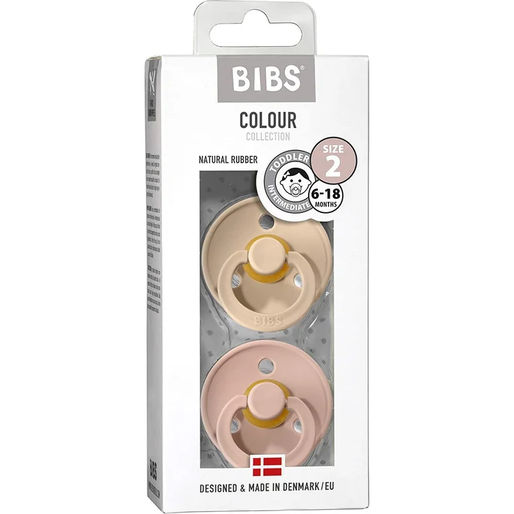 BIBS Colour Schnuller 2er Pack | BPA-frei | Kirschform Nippel | Naturkautschuk Blush & Vanilla 6-18 Monate – Bild 3