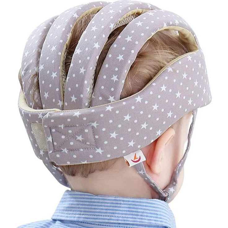 IULONEE Baby Helm Kleinkind Schutzhut Kleinkind Kopfschutz Baumwolle Hut Kleinkind Verstellbarer Schutzhelm (Schneegrau) – Bild 2
