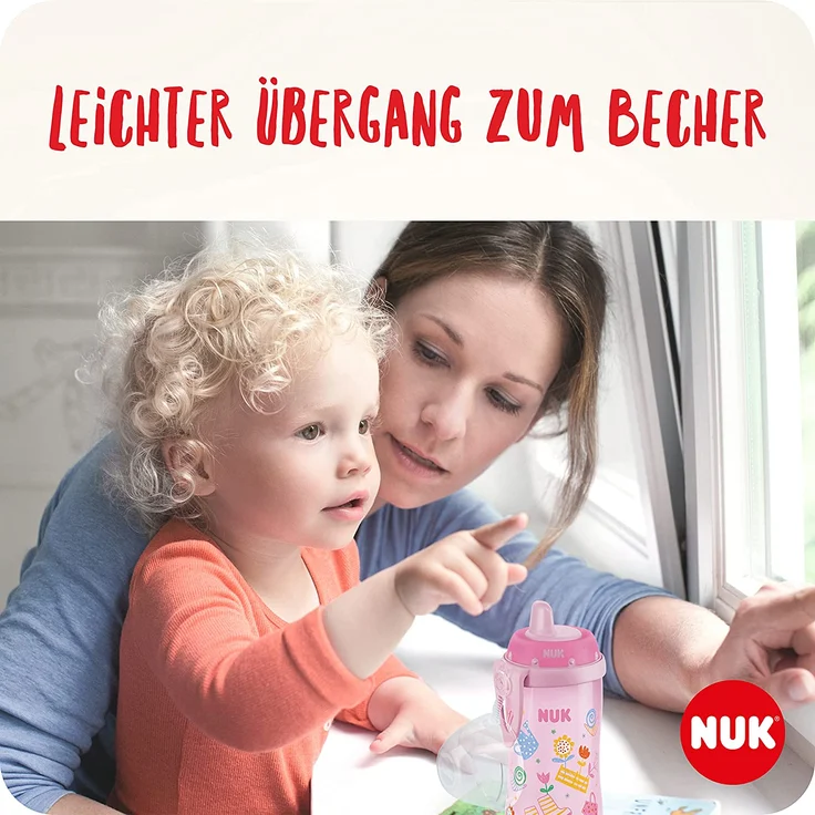 NUK Kiddy Cup Night Trinklernflasche | Schnabeltasse mit Leuchteffekt | 12+ Monate | Auslaufsicher mit harter Trinktülle | Clip und Schutzkappe | BPA-frei | 300 ml | Planeten (blau), 10255678 – Bild 2