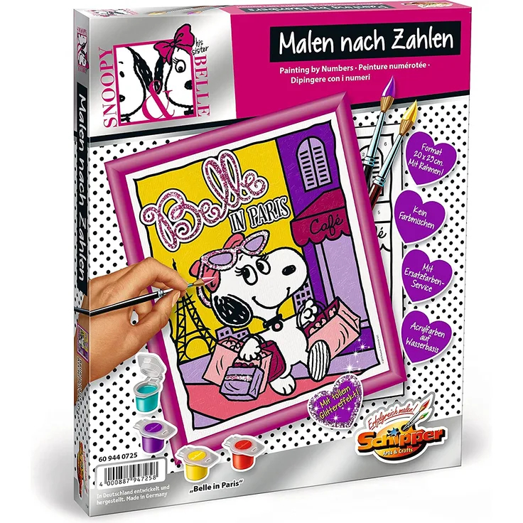 Schipper 609440725 - Malen nach Zahlen - Peanuts Belle in Paris, 20 x 25 cm