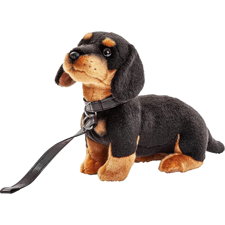 Uni-Toys - Dackel (mit Leine) - 27 cm (Länge) - Plüsch-Hund, Haustier - Plüschtier, Kuscheltier – Bild 1