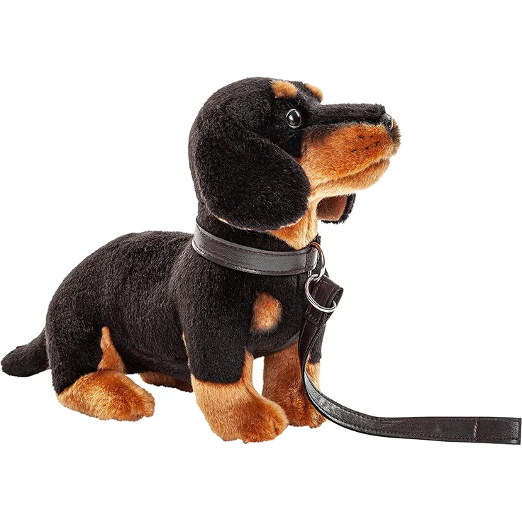 Uni-Toys - Dackel (mit Leine) - 27 cm (Länge) - Plüsch-Hund, Haustier - Plüschtier, Kuscheltier – Bild 2
