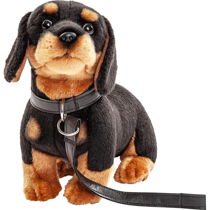 Uni-Toys - Dackel (mit Leine) - 27 cm (Länge) - Plüsch-Hund, Haustier - Plüschtier, Kuscheltier – Bild 3