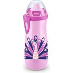 NUK Sports Cup Kinder Trinkflasche mit Chamäleon-Effekt | 24+ Monate | mit Farbwechsel | auslaufsichere Push-Pull-Trinktülle | Clip & Schutzkappe | BPA-frei | 450 ml | Pfau (lila)