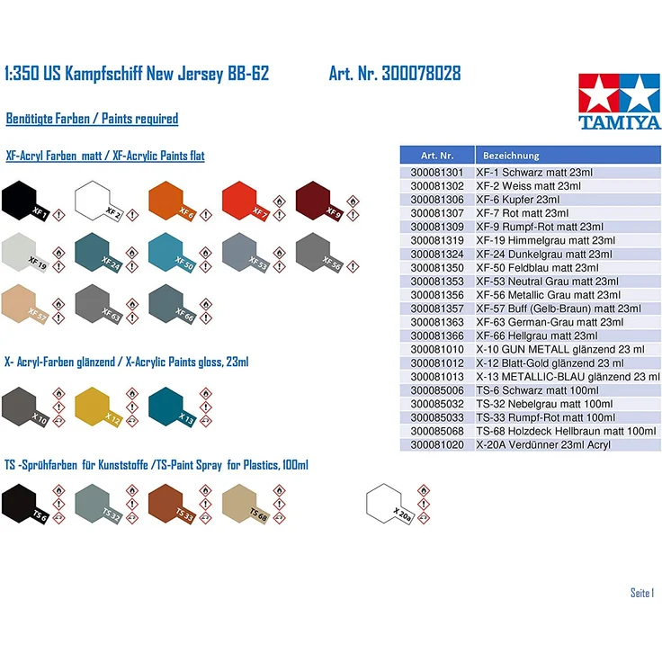 TAMIYA 300078028 1:350 US Kampfschiff New Jersey BB-62 – Bild 3