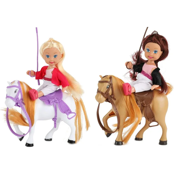 Toi-Toys minipuppe mit Pferden Lilly junior beige 4-teilig