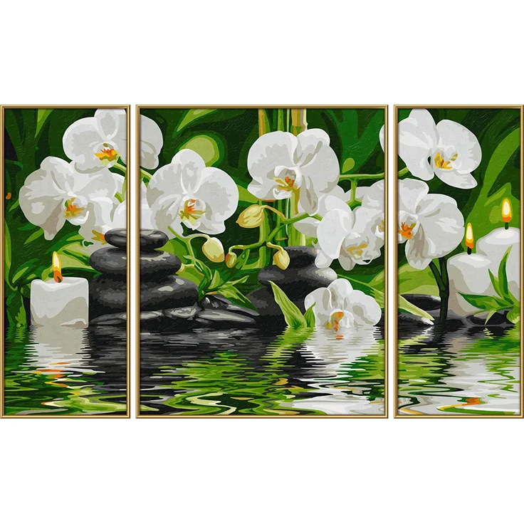 Schipper 609260681 Malen nach Zahlen, Wellness Oase - Bilder malen für Erwachsene, inklusive Pinsel und Acrylfarben, Triptychon, 50 x 80 cm – Bild 3