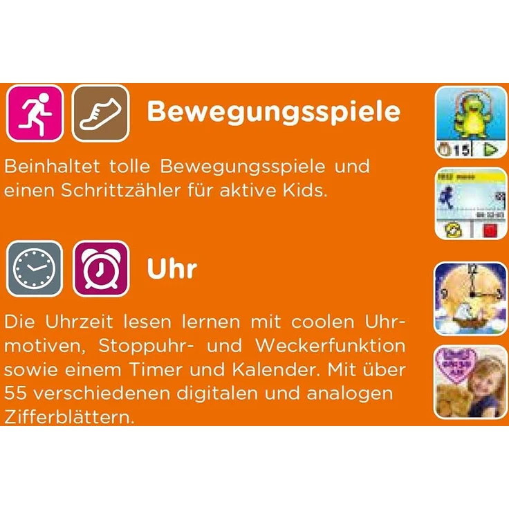VTech 'Kidizoom Smart Watch DX2', ab 5 Jahren, LCD Farb-Touchdisplay (1,41", 128 x 128 Pixel), inkl. vielen lustigen Uhrmotiven zum Wechseln und aufregenden Bewegungsspielen, grün – Bild 9