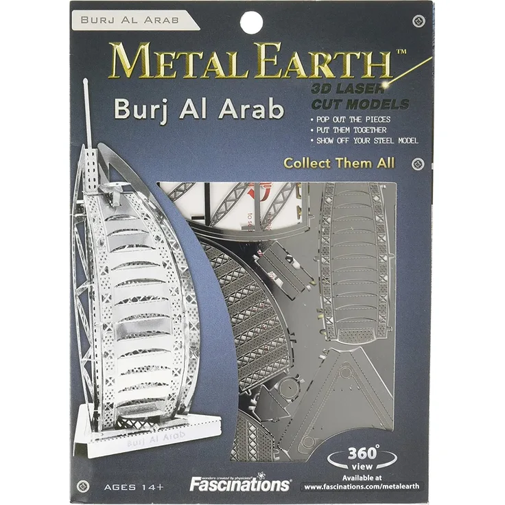 Fascinations Metal Earth MMS017 - 502580, Burj al Arab, Konstruktionsspielzeug, 1 Metallplatine, ab 14 Jahren